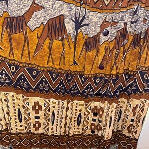 Vintage BILA African Tribal Sundress with wooden beads, Africa Maxi Dress